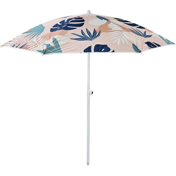 Good Vibes Beach Umbrella w/Matchng Carry Bag Blush Palm Print 180x180cm