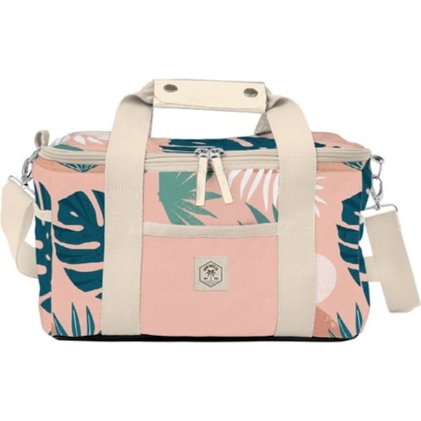 Good Vibes Deluxe 15 Can Outdoor Camping Cooler Bag Blush Palm Print 20x34x20cm