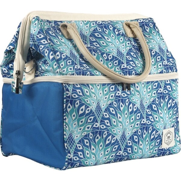 Good Vibes Premium Insulatd Picnic Coolr Bag Peacock Paradise Print 40x35x26cm