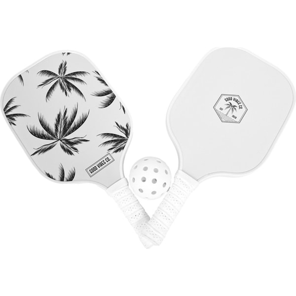 Good Vibes Pickle Ball Set Havana Print 20x40cm Carbon Fibre Outdoor Game