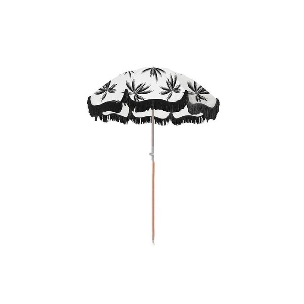 Good Vibes Luxe Beach Umbrella Uv50 w/Tassles Wood Pole Havana Print 200x200cm
