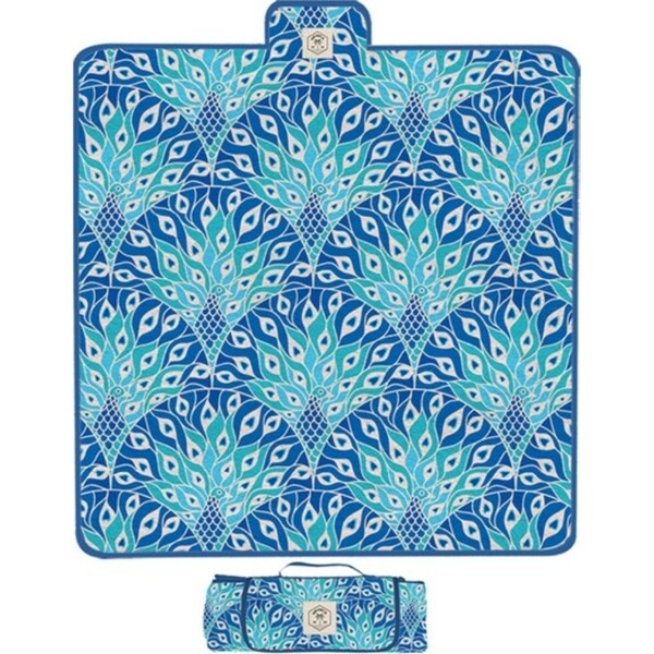 Good Vibes Premium Durable Outdoor Picnic Mat Peacock Paradise Print 200x200cm