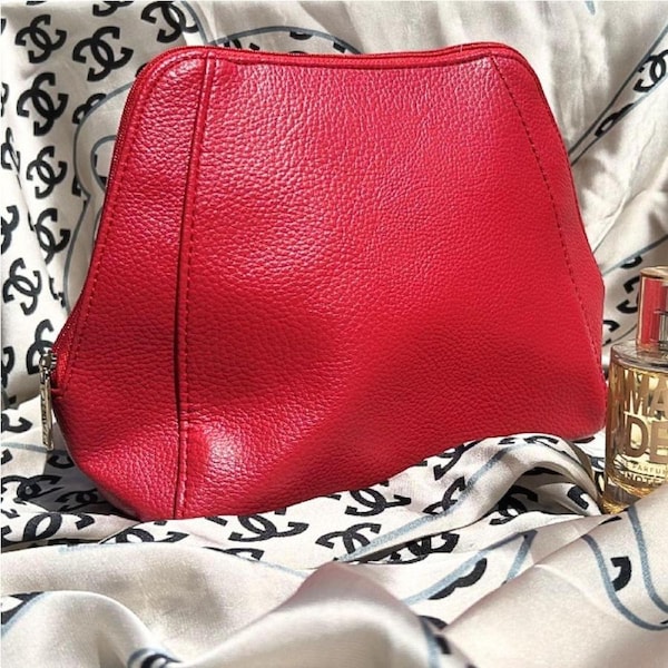 Natio Red Synthetic Leather Cosmetic Bag