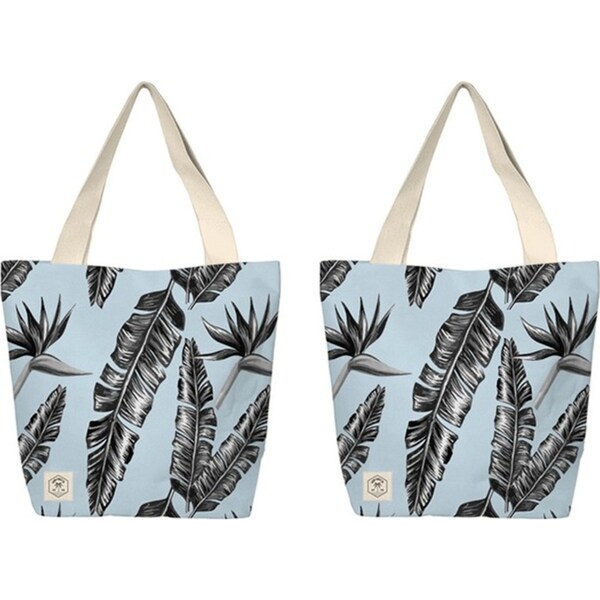 2x Good Vibes Beach Bag w/Inner Pocket Zip Closr Sorrento Palm Print 50x42x15cm