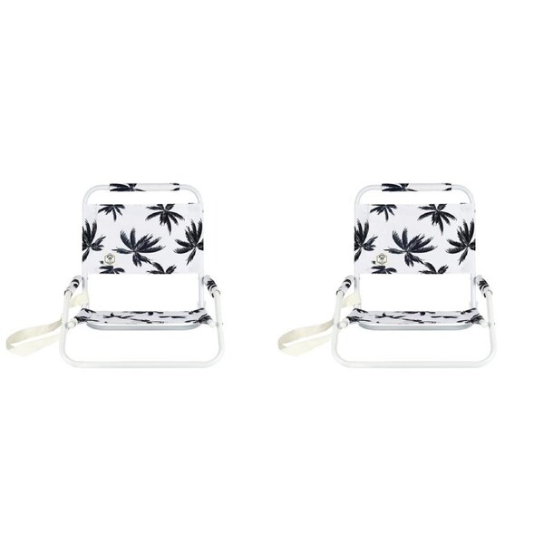 2x Good Vibes Outdoor Beach Chair Foldable With White Havana Print 60x58x50cm