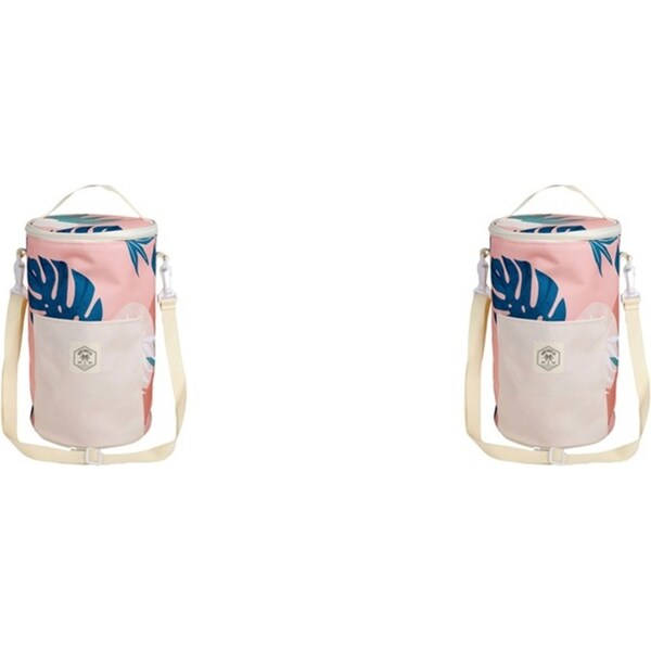 2x Good Vibes Barrel Outdoor Cooler Bag Blush Palm Camping Outdoors 34x20cm