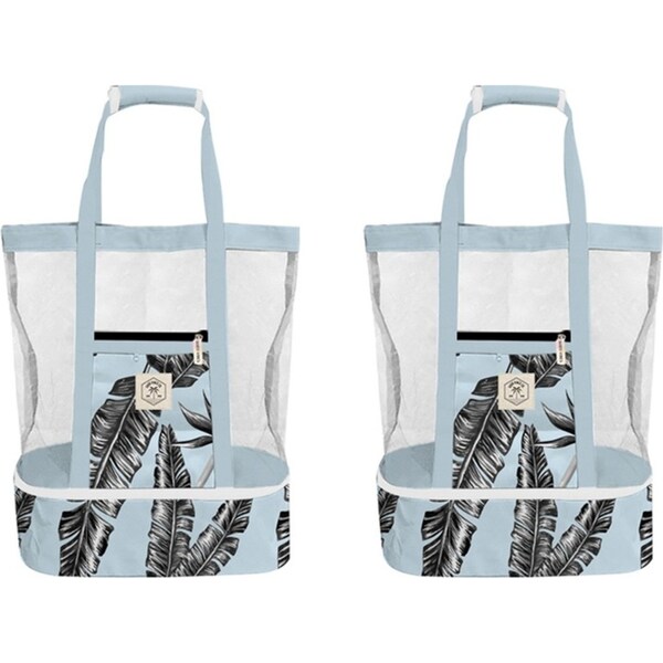 2x Good Vibes 2 In 1 Beach Outdoor Cooler Bag Sorrento Palm Print 45x44x18cm