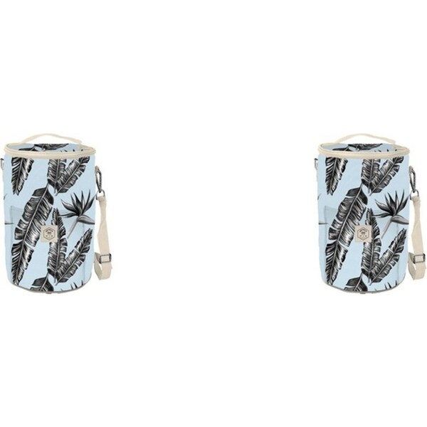 2x Good Vibes Barrel Cooler Bag Sorrento Palm Print Camping Outdoors 34x20cm