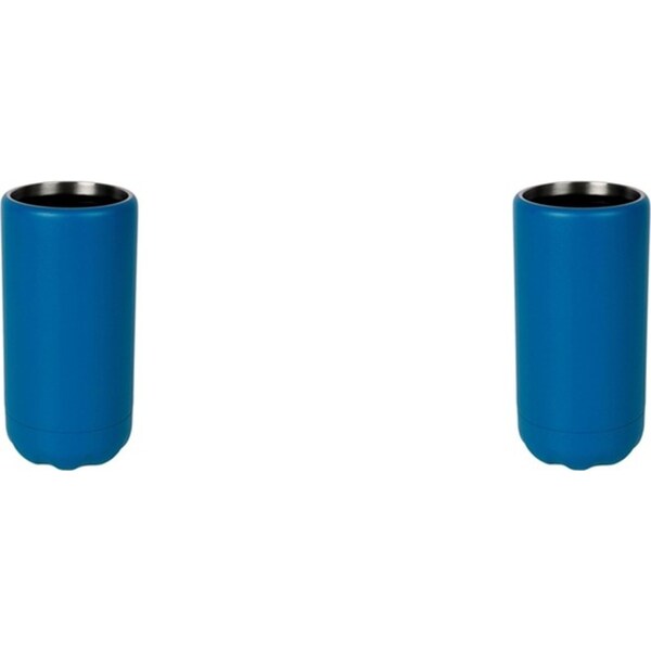 2x Good Vibes Can Cooler Dbl Walld Stainless Steel Skinny 14.5x7cm Peacock Blue