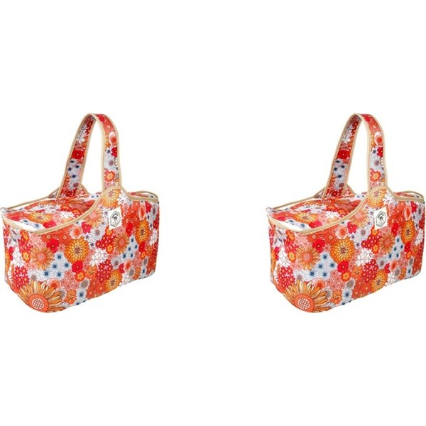 2x Good Vibes Daytrip Outdoor Picnic Cooler Bag Retro Summer Print 25x48x27cm