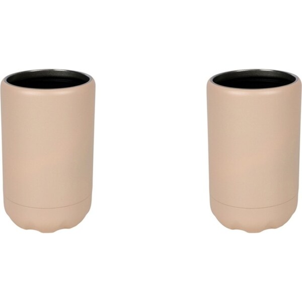2x Good Vibes Can Cooler Double Walled Stainless Steel 12x7.5cm Terra Blush