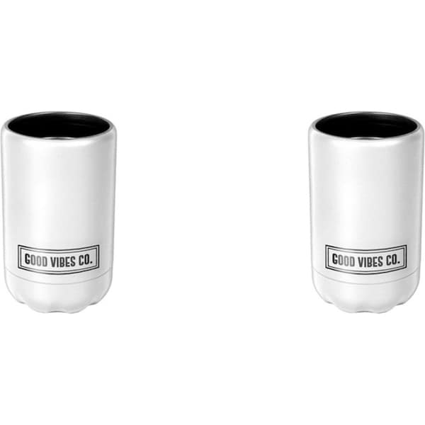 2x Good Vibes Outdoor Can Cooler Double Walled Stainless Steel 12x7.5cm Ice Wht