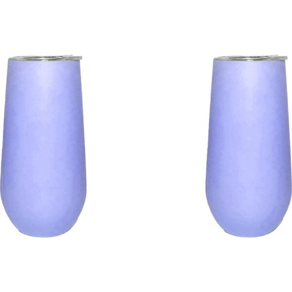 2x Good Vibes Can Cooler Double Walled Stainless Steel Skinny 14.5x7cm Bay Blue