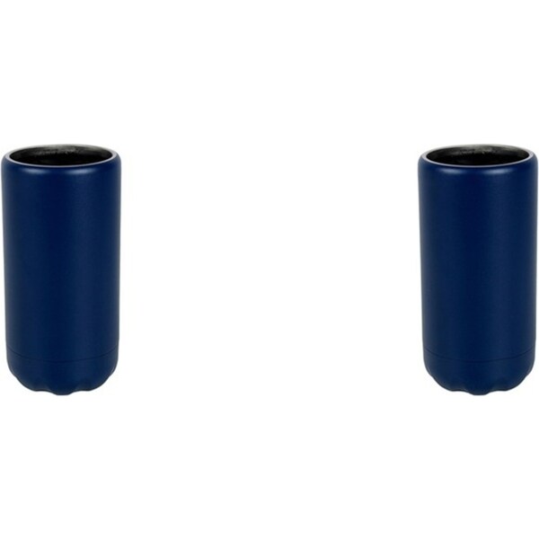 2x Good Vibes Outdoor Can Cooler Dbl Walld Stainless Steel 14.5x7cm Indigo