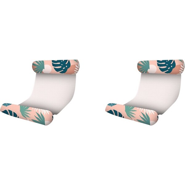 2x Good Vibes Inflatable Floating Pool/Beach Hammock Blush Palm Print 130x70cm