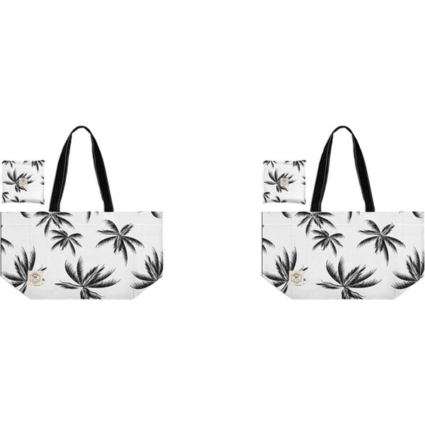 2x Good Vibes Everyday Durable Eco Folding Tote Bag Havana Print 34x38x20cm