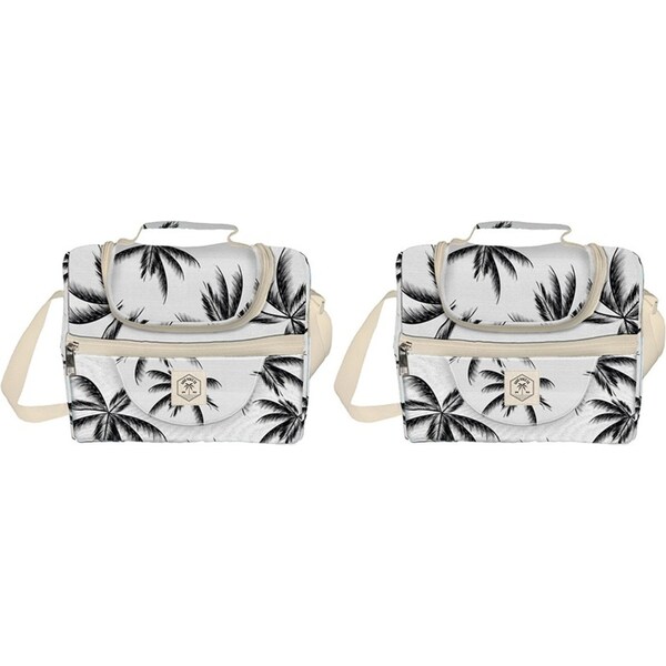 2x Good Vibes Durable Lunch Cooler Stroage Bag Companion Havana Print 20x16x21cm