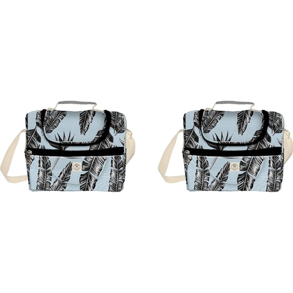 2x Good Vibes Durable Lunch Cooler Bag Companion Sorrento Palm Print 20x16x21cm