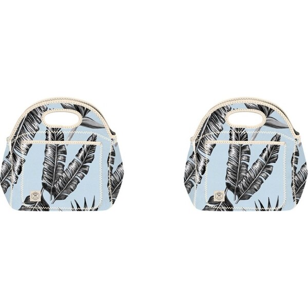 2x Good Vibes Durable Neoprene Portable Lunch Bag 30x30x15cm Sorrento Palm Print