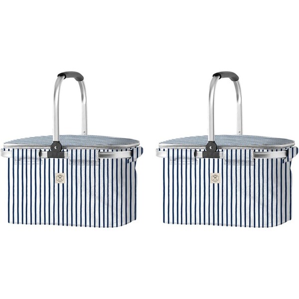 2x Good Vibes Durable Portable Market Food Cooler Bag Mediterranean 46x25cm