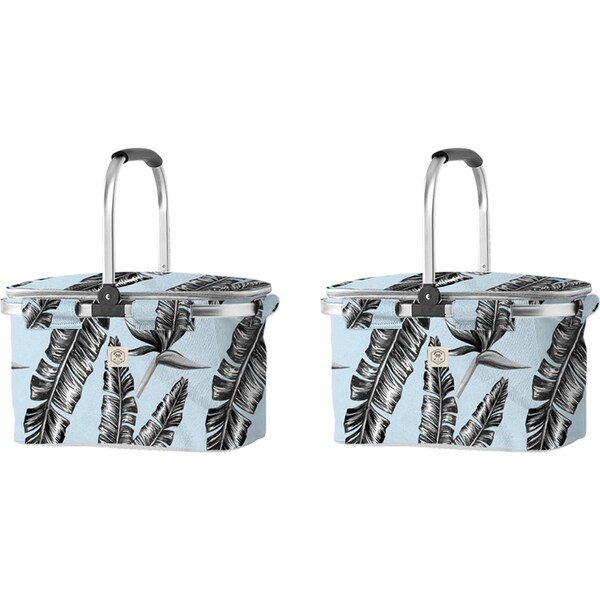 2x Good Vibes Durable Portable Market Cooler Bag Sorrento Palm Print 46x25x26cm