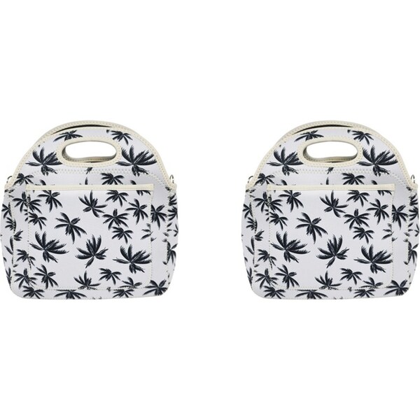 2x Good Vibes Durable Neoprene Portable Lunch Bag 30x30x15cm Havana Print