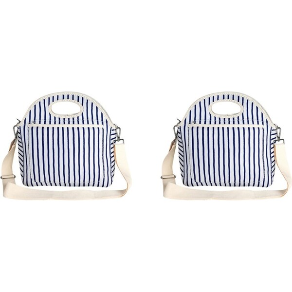 2x Good Vibes Durable Neoprene Portable Lunch Bag 30x30x15cm Mediterranean Print