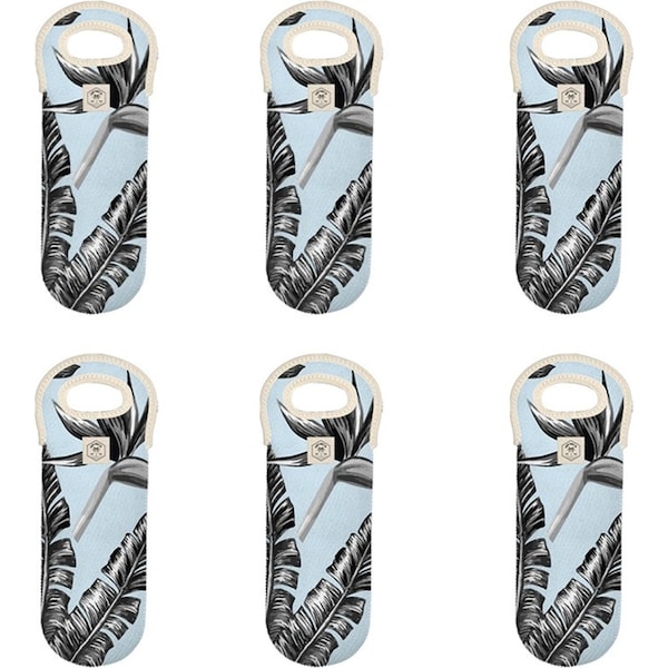 6x Good Vibes Outdoor Camping Single Bottle Bag Neoprene 14x38cm Sorrento Palm