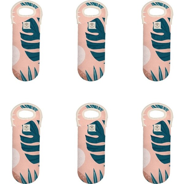 6x Good Vibes Outdoor Camping Single Bottle Bag Neoprene 14x38cm Blush Palm