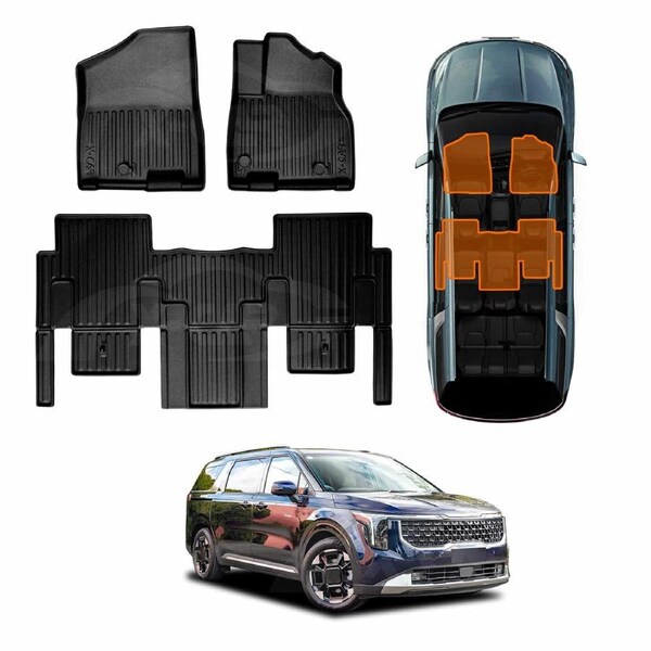 Front Rear 3D Floor Mats for Kia Carnival KA4 Series 2020-Onwards Heavy Duty All Weather Car Mats Carpet Liner Set