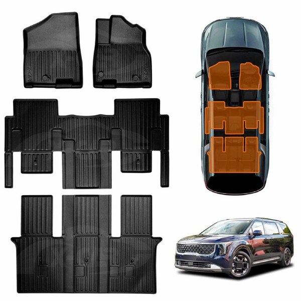 3D Floor Mats for Kia Carnival KA4 Series 2020-Onwards Heavy Duty All Weather Car Mats Carpet Liner Set
