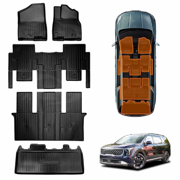 3D Floor Mats Boot Liner Set for Kia Carnival KA4 Series 2020-Onwards All Weather Heavy Duty Cargo Car Trunk Luggage Tray