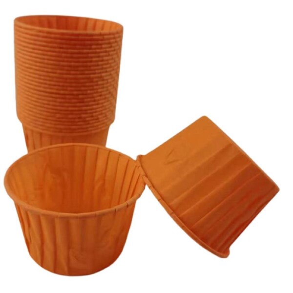 50Pcs Baking Cups Curly Edge Multi Use Waterproof Non-stick Cake Muffin Paper Cups Holiday Supplies Orange