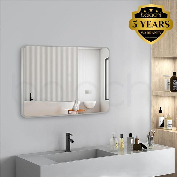 Baiachi Eden Rectangle 900mmx750mm Frame Mirror Brushed Silver