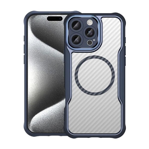 For iPhone 16 Pro Max Case, Compatible with MagSafe Carbon Texture Cover,Blue
