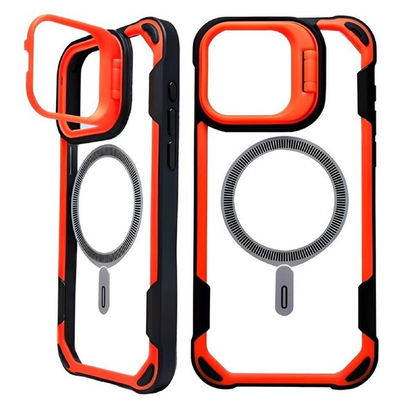 For iPhone 16 Pro Case, Lens Holder, Compatible with MagSafe Acrylic Cover, Orange