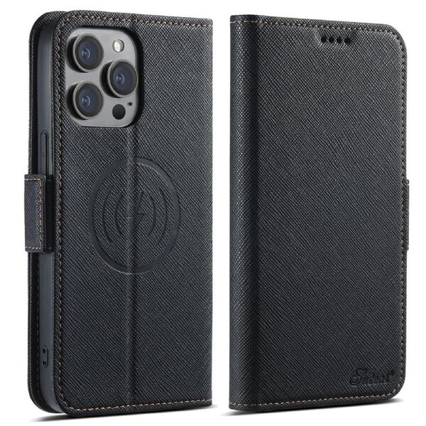 For iPhone 16 Pro Max Case Leather Wallet Cover Compatible with Magsafe Black