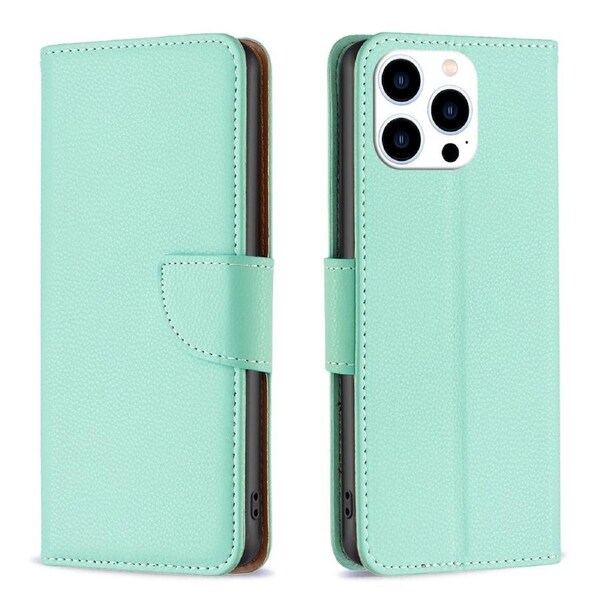 For iPhone 16 Pro Max Case, PU Leather Lychee Cover, Green