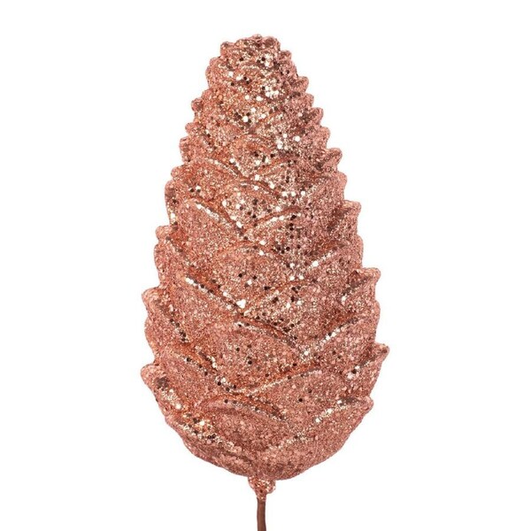 Copper Glitter Pinecone Pick 46cm