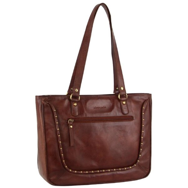 Pierre Cardin Womens Leather Stud Detail Tote Bag in Cognac
