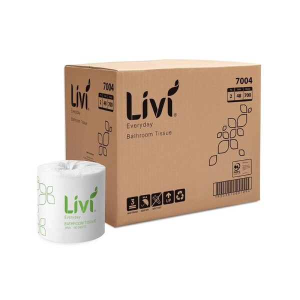 Livi Basics 2 Ply 700 sheet Toilet Tissues x 48 rolls per carton