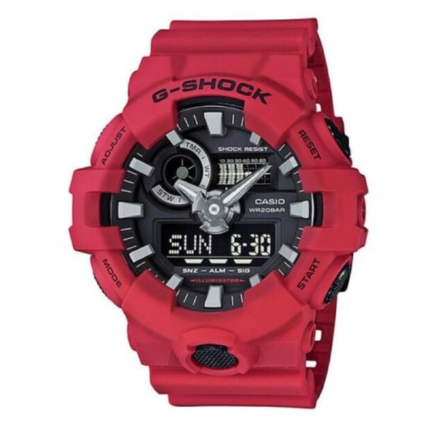 Casio G-Shock Red Analogue/Digital Mens Sports Watch GA700-4A GA-700-4ADR