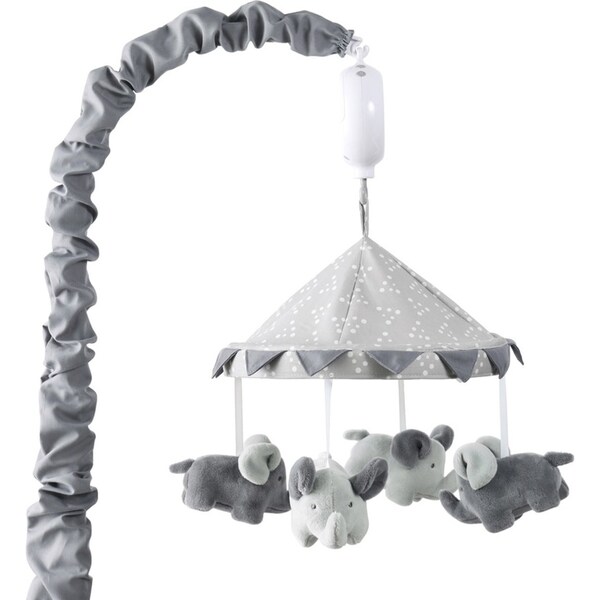 The Peanutshell Little Peanut Grey Elephant Musical Mobile Baby Nursery Decor
