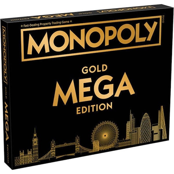 Monopoly Mega GOLD Themed Family Party Tabletop Interactive Board Game 8+