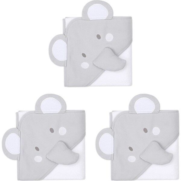 3x The Peanutshell Little Peanut Elephant Cuddly Hooded Towel Baby Nursery Decor