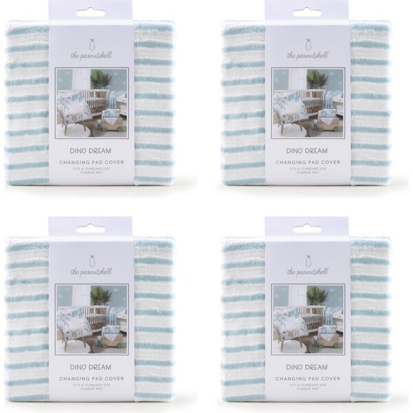 4x The Peanutshell Dino Dreams Stripe Changing Pad Cover Baby Nursery Decor