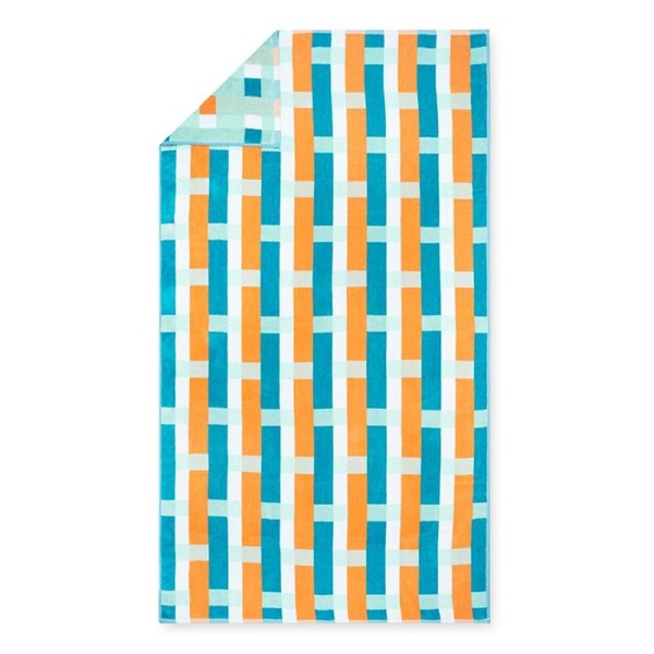 Sheraton Luxury Contrast Stripe Velour Cotton Beach Towel 86 x 160cm