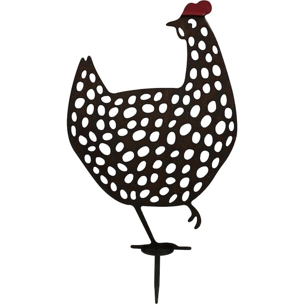 LVD Metal Hen Cluck Ornament Sculpture Home/Garden Lawn Decor 40cm Black