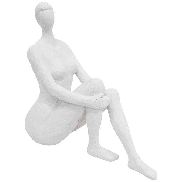 LVD Resin Sculpture Modern Lady White Tex Figurine Home/Office Decor 21.5cm
