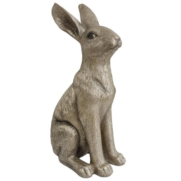 LVD Polyresin Sculpture Sitting Hare Figure Home/Office Decor Champagne Med